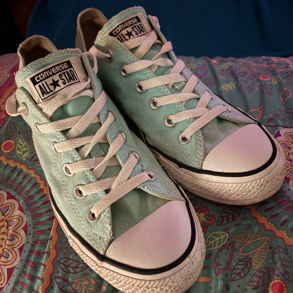Tiffany Blue Converse Canvas Sneakers Low Tops